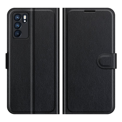 Litchi Skin Full Body Coverage Shockproof Protective Magnetic Folio Wallet Leather Phone Case for Oppo Reno6 5G