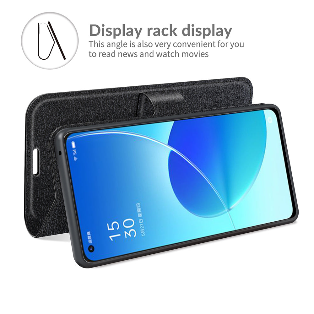 Litchi Skin Full Body Coverage Shockproof Protective Magnetic Folio Wallet Leather Phone Case for Oppo Reno6 5G