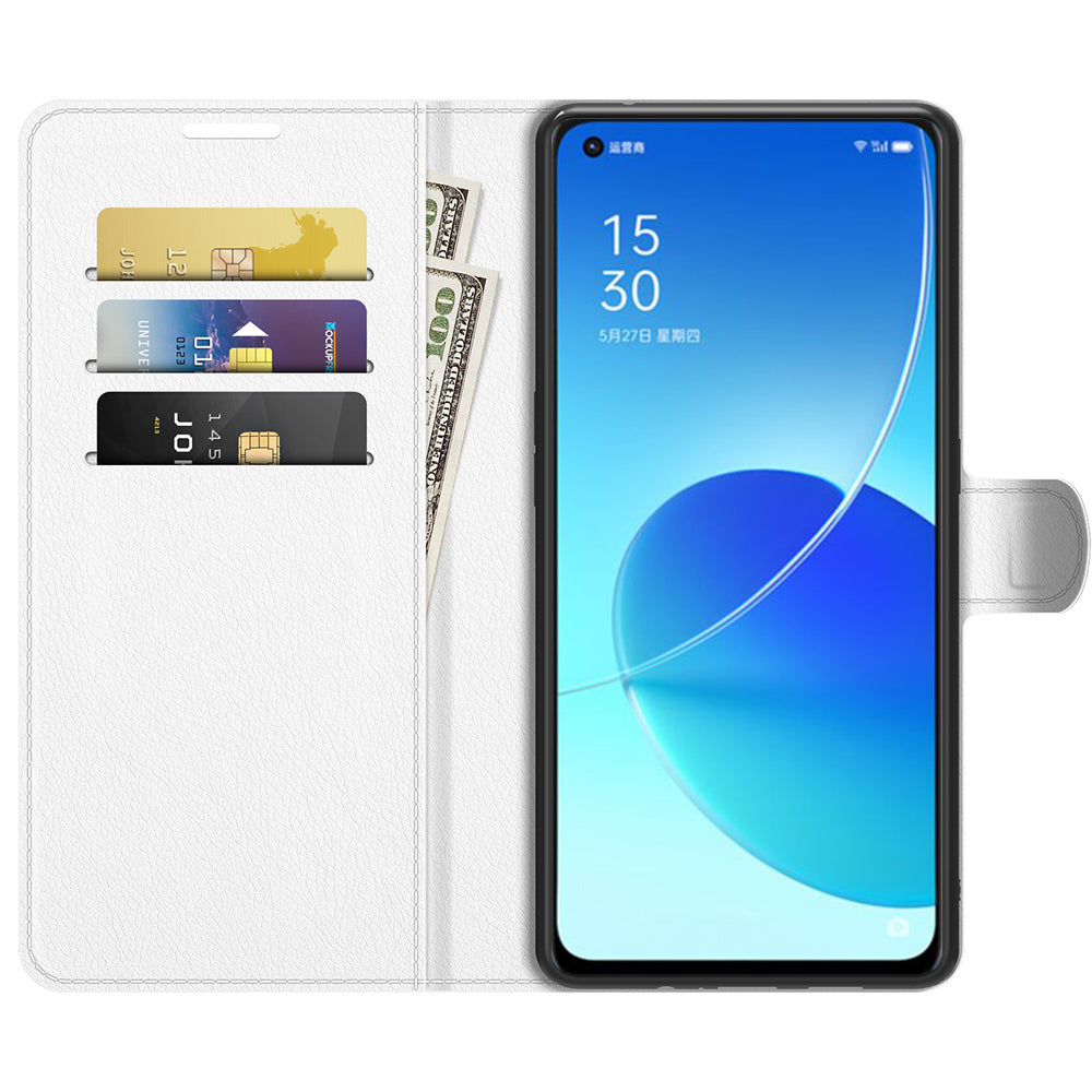 Litchi Skin Full Body Coverage Shockproof Protective Magnetic Folio Wallet Leather Phone Case for Oppo Reno6 5G