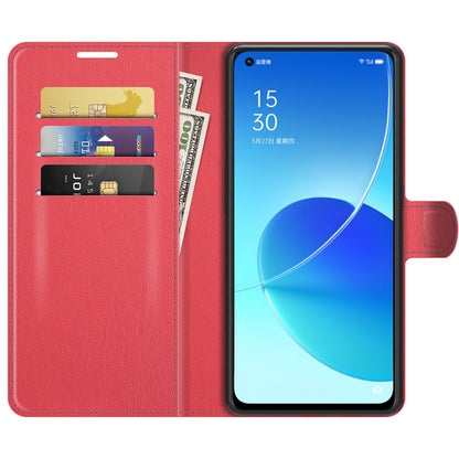 Litchi Skin Full Body Coverage Shockproof Protective Magnetic Folio Wallet Leather Phone Case for Oppo Reno6 5G