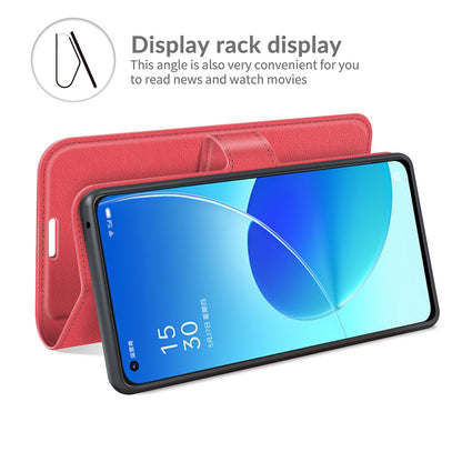 Litchi Skin Full Body Coverage Shockproof Protective Magnetic Folio Wallet Leather Phone Case for Oppo Reno6 5G