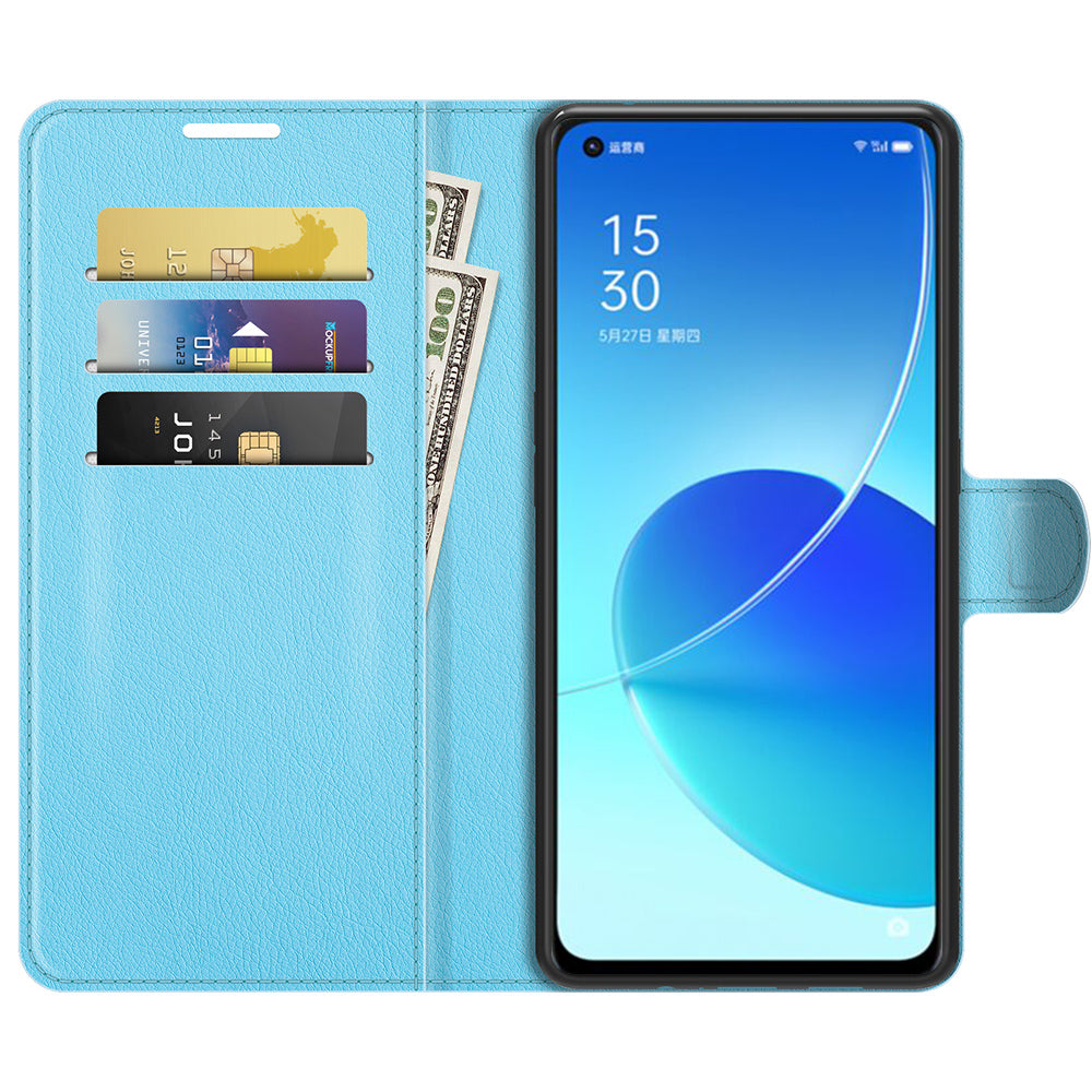 Litchi Skin Full Body Coverage Shockproof Protective Magnetic Folio Wallet Leather Phone Case for Oppo Reno6 5G