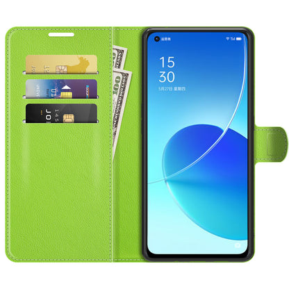 Litchi Skin Full Body Coverage Shockproof Protective Magnetic Folio Wallet Leather Phone Case for Oppo Reno6 5G