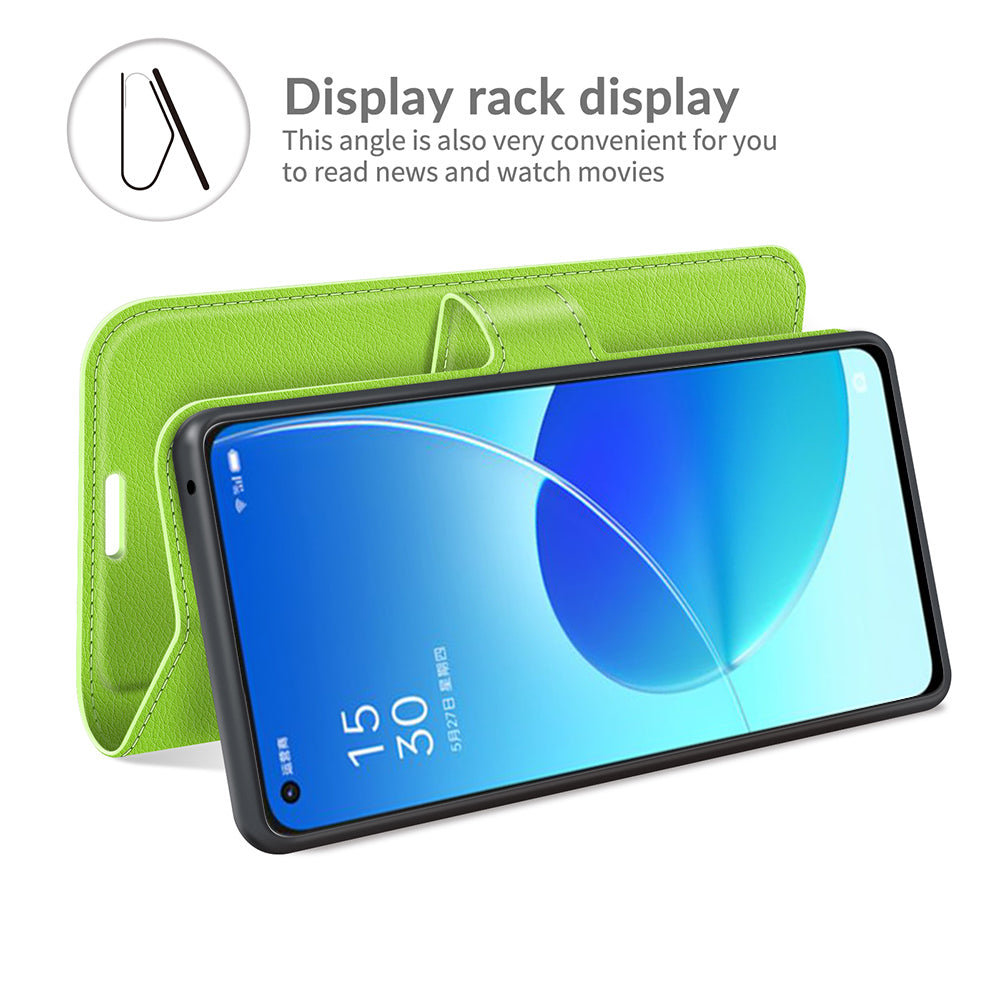 Litchi Skin Full Body Coverage Shockproof Protective Magnetic Folio Wallet Leather Phone Case for Oppo Reno6 5G