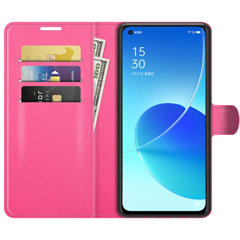 Litchi Skin Full Body Coverage Shockproof Protective Magnetic Folio Wallet Leather Phone Case for Oppo Reno6 5G