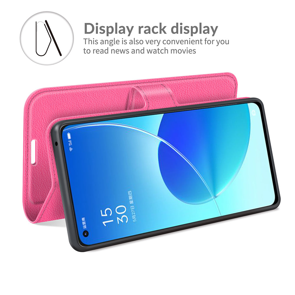 Litchi Skin Full Body Coverage Shockproof Protective Magnetic Folio Wallet Leather Phone Case for Oppo Reno6 5G