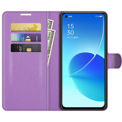 Litchi Skin Full Body Coverage Shockproof Protective Magnetic Folio Wallet Leather Phone Case for Oppo Reno6 5G