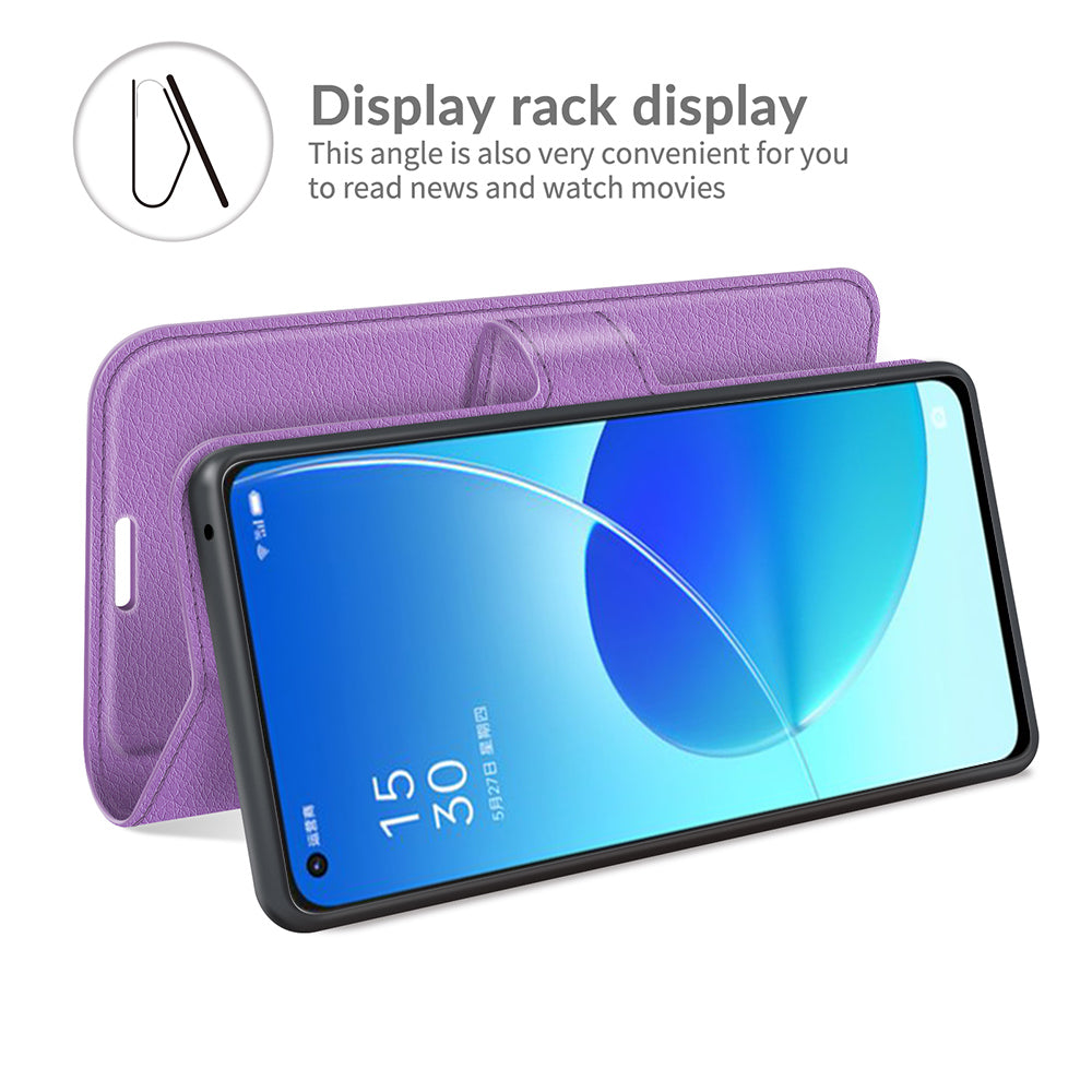 Litchi Skin Full Body Coverage Shockproof Protective Magnetic Folio Wallet Leather Phone Case for Oppo Reno6 5G