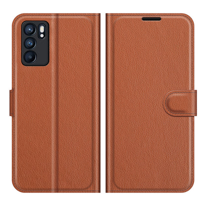 Litchi Skin Full Body Coverage Shockproof Protective Magnetic Folio Wallet Leather Phone Case for Oppo Reno6 5G