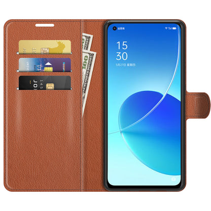 Litchi Skin Full Body Coverage Shockproof Protective Magnetic Folio Wallet Leather Phone Case for Oppo Reno6 5G