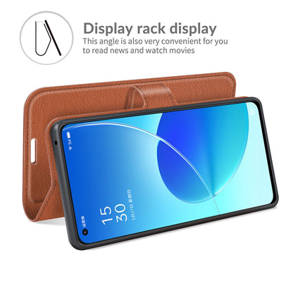 Litchi Skin Full Body Coverage Shockproof Protective Magnetic Folio Wallet Leather Phone Case for Oppo Reno6 5G