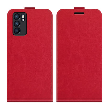 Vertical Flip Crazy Horse Leather Case with Card Slot for Oppo Reno6 5G