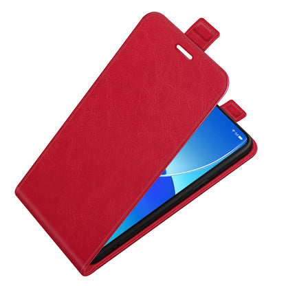 Vertical Flip Crazy Horse Leather Case with Card Slot for Oppo Reno6 5G