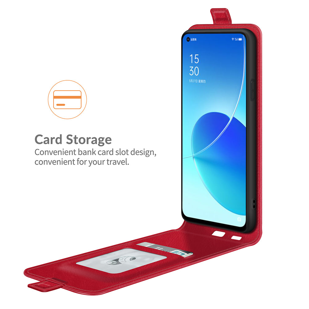 Vertical Flip Crazy Horse Leather Case with Card Slot for Oppo Reno6 5G