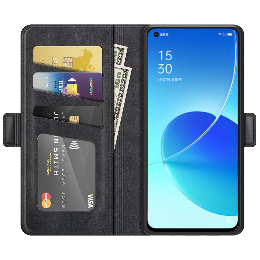 Wallet Stand Design Magnetic Double Clasp Leather Phone Case for Oppo Reno6 5G