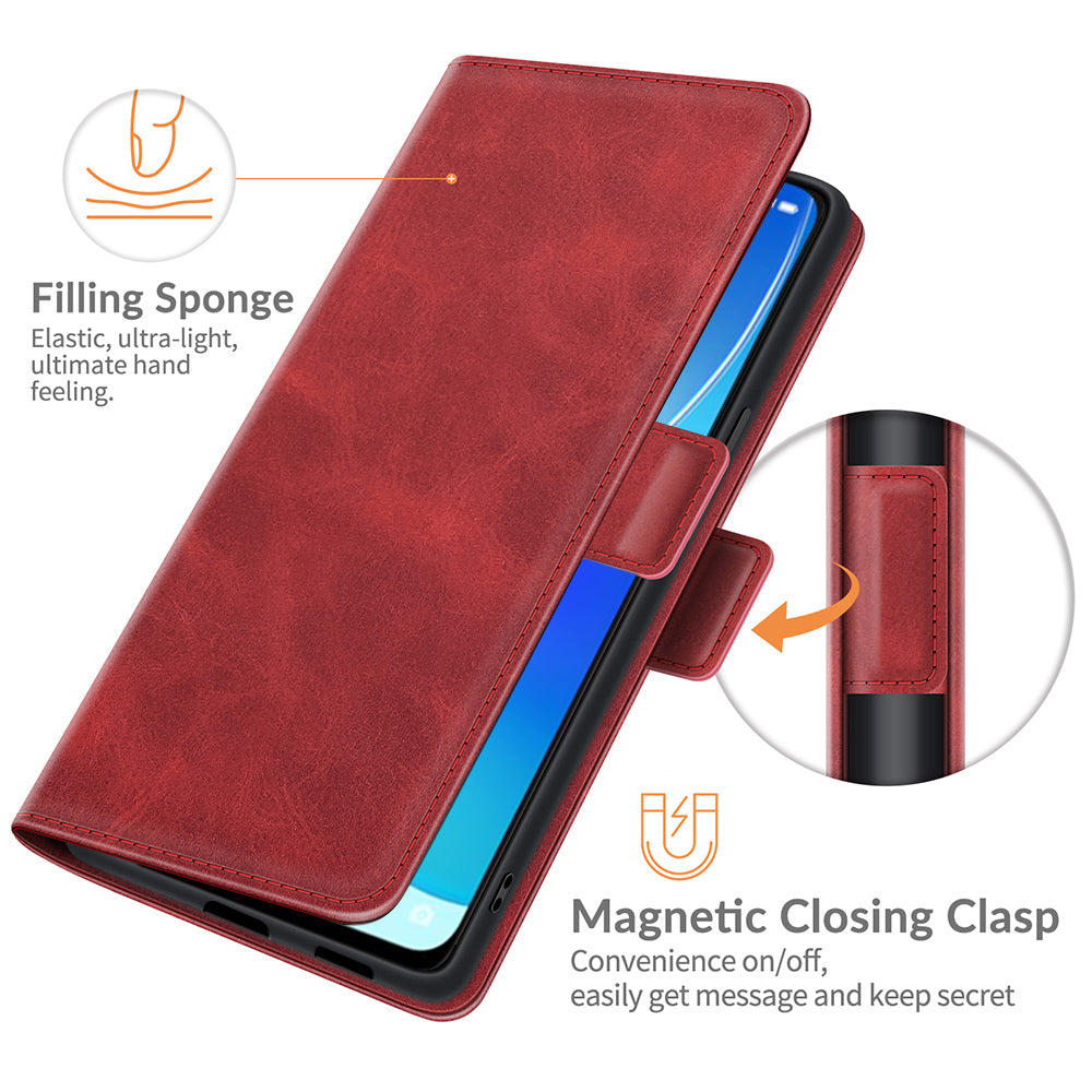 Wallet Stand Design Magnetic Double Clasp Leather Phone Case for Oppo Reno6 5G