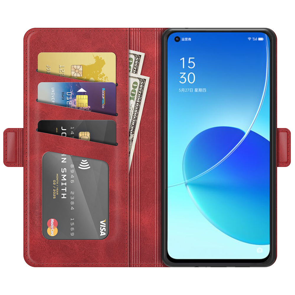 Wallet Stand Design Magnetic Double Clasp Leather Phone Case for Oppo Reno6 5G