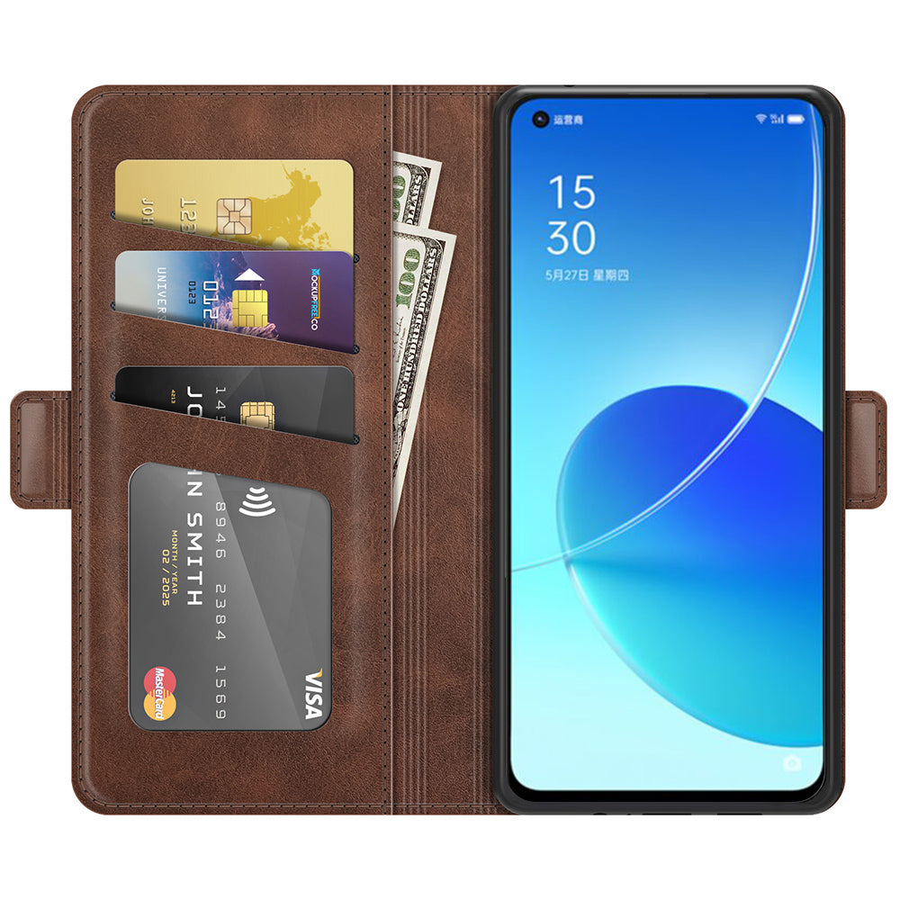 Wallet Stand Design Magnetic Double Clasp Leather Phone Case for Oppo Reno6 5G