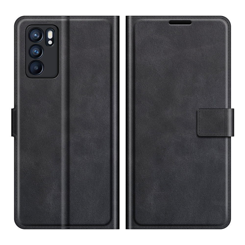 Magnetic Square Clasp Leather Stand Case Cover with Wallet for Oppo Reno6 5G