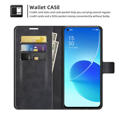 Magnetic Square Clasp Leather Stand Case Cover with Wallet for Oppo Reno6 5G