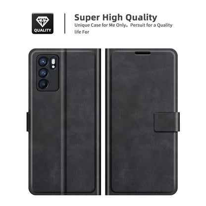 Magnetic Square Clasp Leather Stand Case Cover with Wallet for Oppo Reno6 5G