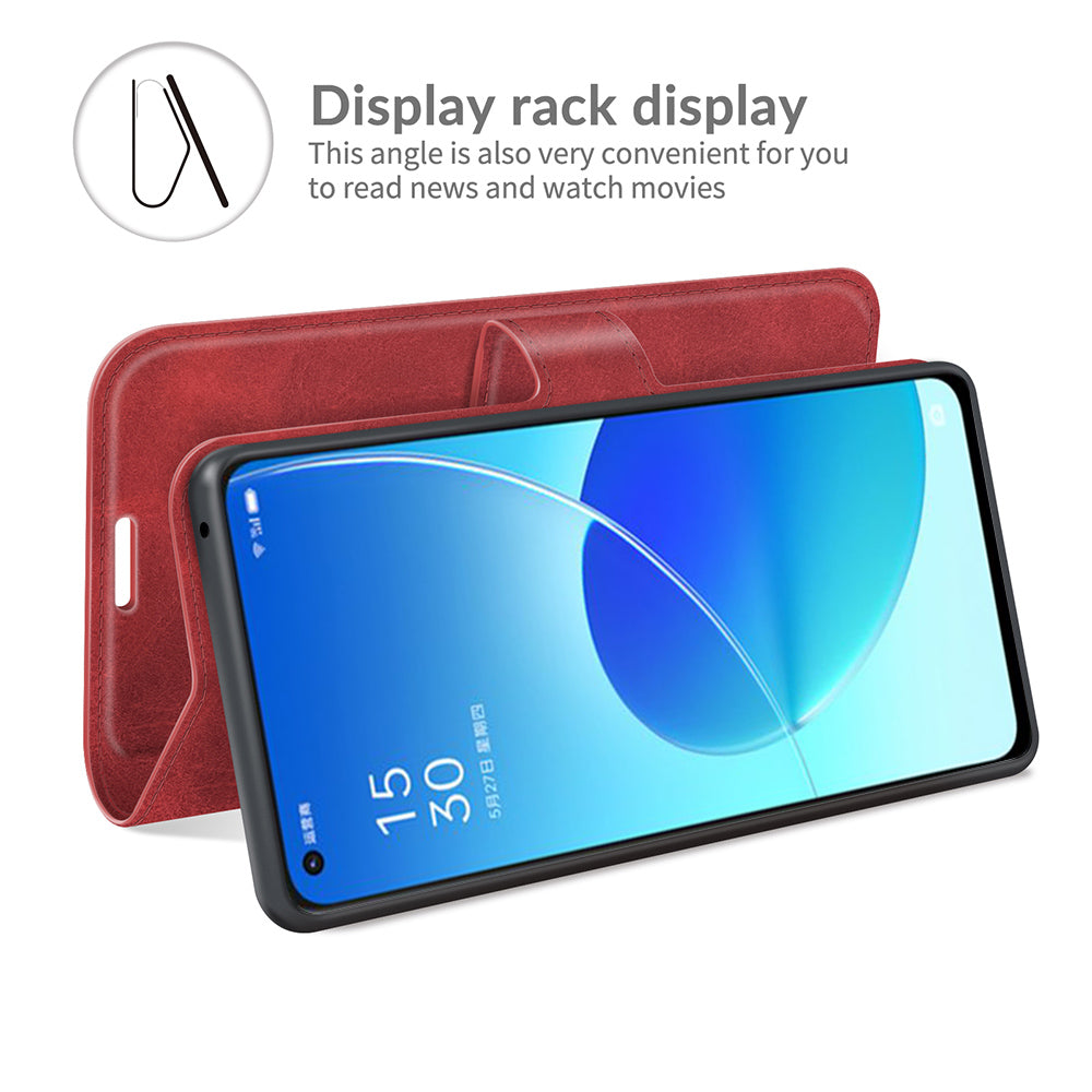 Magnetic Square Clasp Leather Stand Case Cover with Wallet for Oppo Reno6 5G