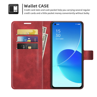 Magnetic Square Clasp Leather Stand Case Cover with Wallet for Oppo Reno6 5G