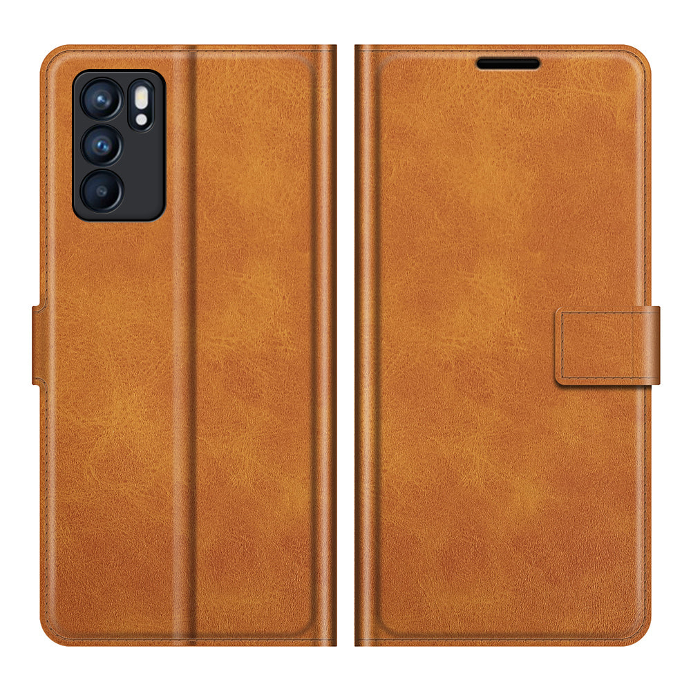 Magnetic Square Clasp Leather Stand Case Cover with Wallet for Oppo Reno6 5G