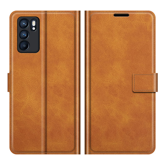 Magnetic Square Clasp Leather Stand Case Cover with Wallet for Oppo Reno6 5G