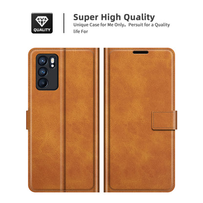 Magnetic Square Clasp Leather Stand Case Cover with Wallet for Oppo Reno6 5G