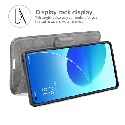 Magnetic Square Clasp Leather Stand Case Cover with Wallet for Oppo Reno6 5G