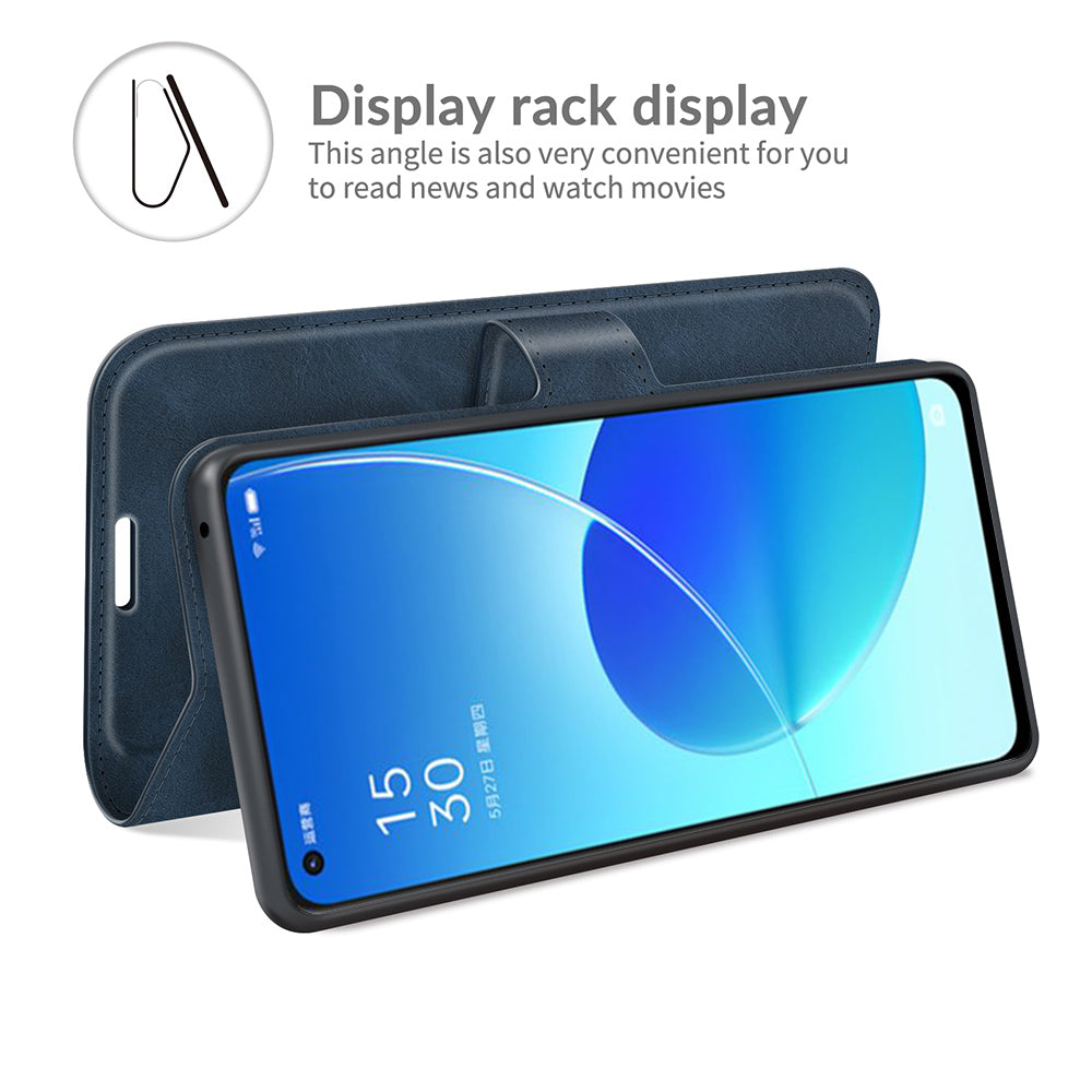 Magnetic Square Clasp Leather Stand Case Cover with Wallet for Oppo Reno6 5G