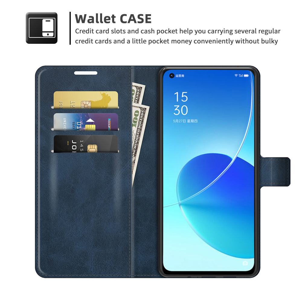 Magnetic Square Clasp Leather Stand Case Cover with Wallet for Oppo Reno6 5G