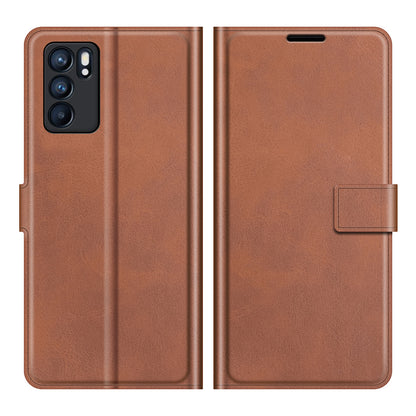 Magnetic Square Clasp Leather Stand Case Cover with Wallet for Oppo Reno6 5G