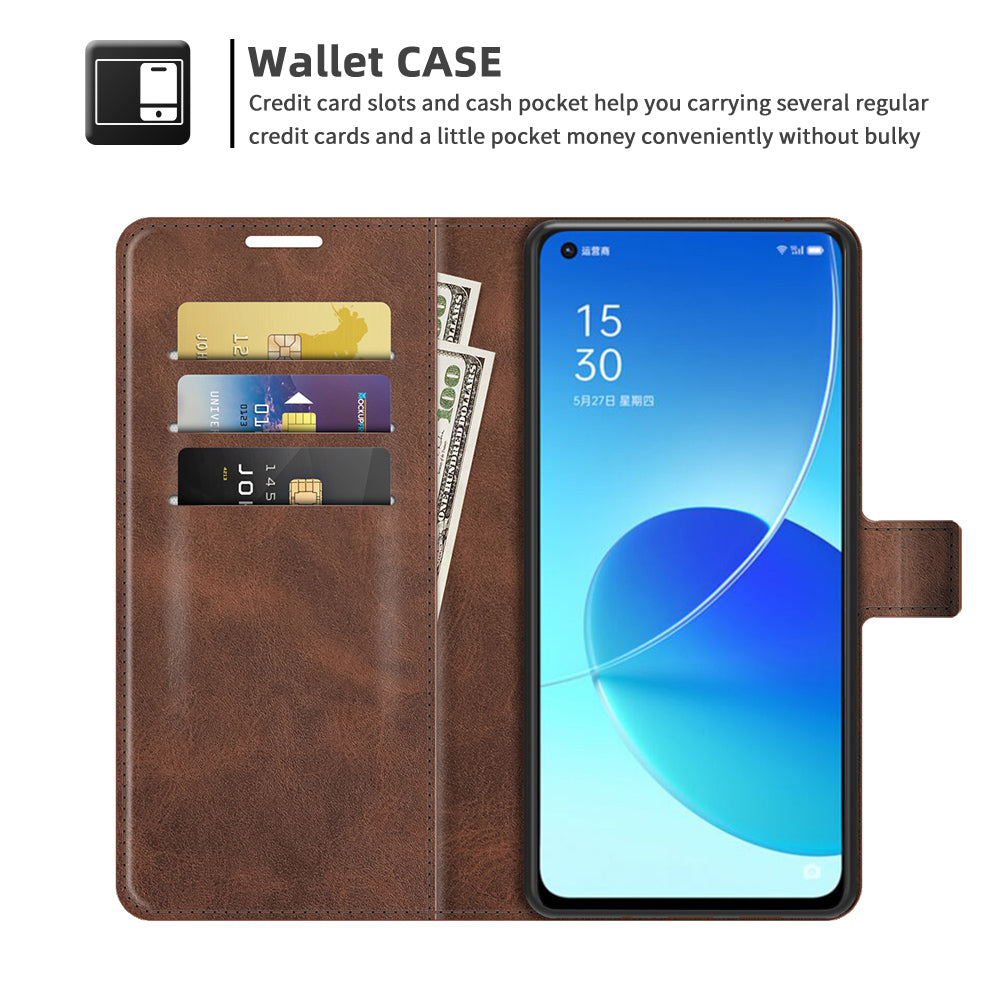 Magnetic Square Clasp Leather Stand Case Cover with Wallet for Oppo Reno6 5G