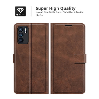 Magnetic Square Clasp Leather Stand Case Cover with Wallet for Oppo Reno6 5G