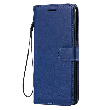 KT Leather Series-2 Plain Wallet Leather Phone Stand Shell with Strap for Oppo A74 4G/F19 4G