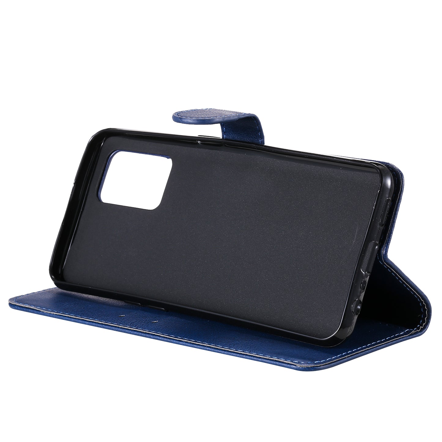 KT Leather Series-2 Plain Wallet Leather Phone Stand Shell with Strap for Oppo A74 4G/F19 4G