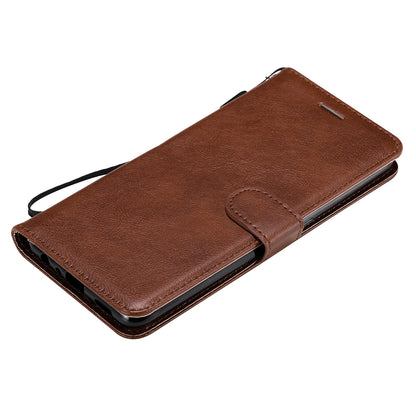 KT Leather Series-2 Plain Wallet Leather Phone Stand Shell with Strap for Oppo A74 4G/F19 4G