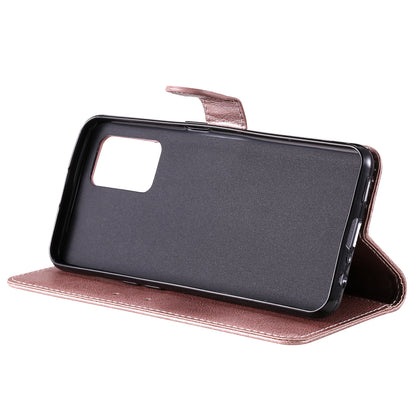 KT Leather Series-2 Plain Wallet Leather Phone Stand Shell with Strap for Oppo A74 4G/F19 4G