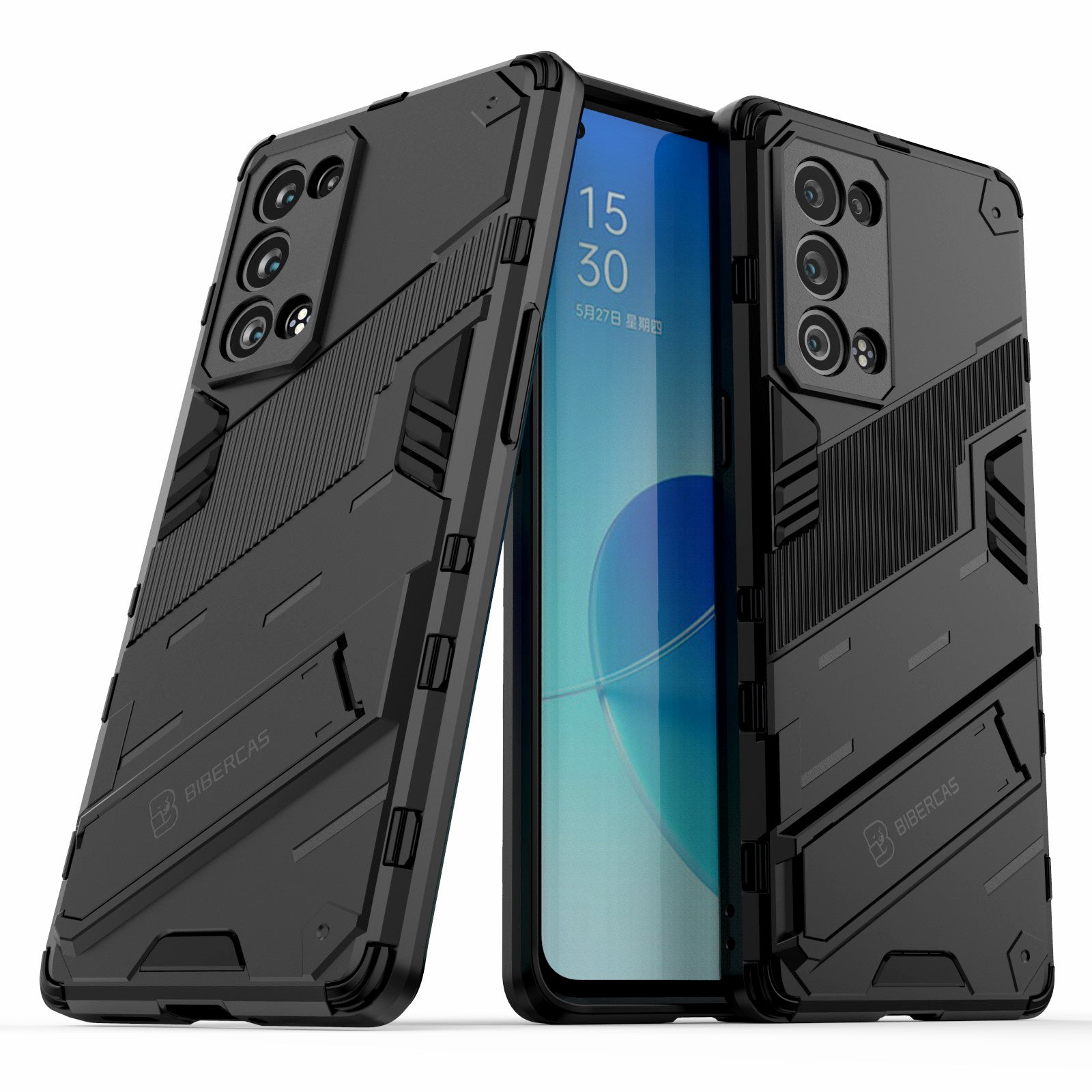 Heavy Duty Hybrid PC + TPU Combo Phone Case Cover with Kickstand for Oppo Reno6 Pro+ 5G/Pro 5G (Snapdragon)