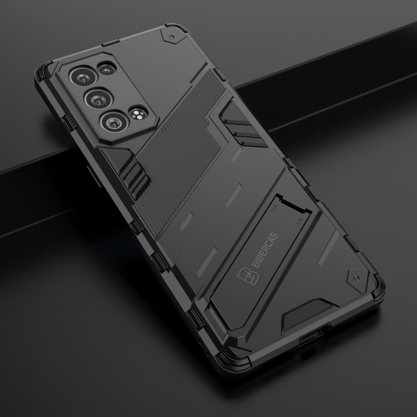 Heavy Duty Hybrid PC + TPU Combo Phone Case Cover with Kickstand for Oppo Reno6 Pro+ 5G/Pro 5G (Snapdragon)