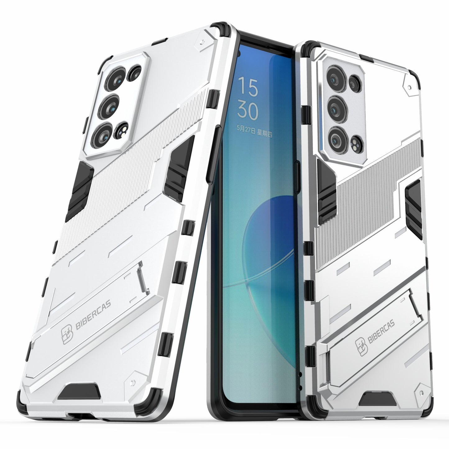 Heavy Duty Hybrid PC + TPU Combo Phone Case Cover with Kickstand for Oppo Reno6 Pro+ 5G/Pro 5G (Snapdragon)