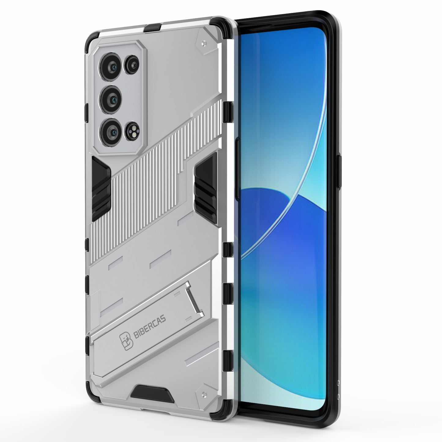 Heavy Duty Hybrid PC + TPU Combo Phone Case Cover with Kickstand for Oppo Reno6 Pro+ 5G/Pro 5G (Snapdragon)