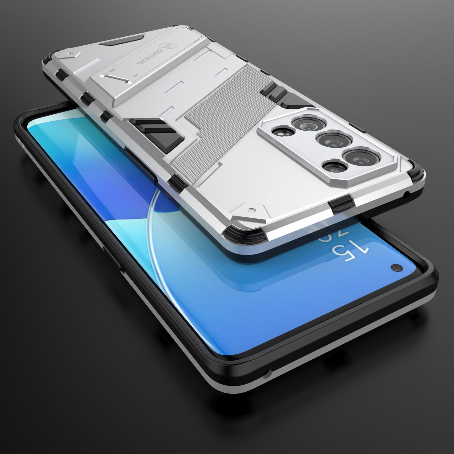 Heavy Duty Hybrid PC + TPU Combo Phone Case Cover with Kickstand for Oppo Reno6 Pro+ 5G/Pro 5G (Snapdragon)