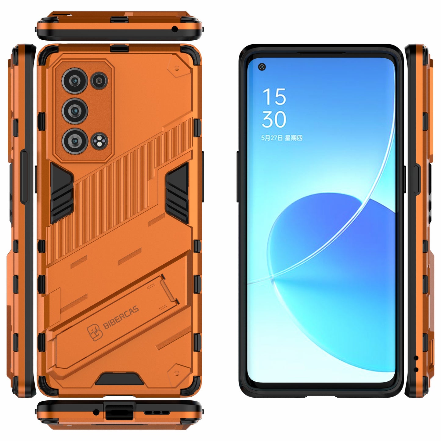 Heavy Duty Hybrid PC + TPU Combo Phone Case Cover with Kickstand for Oppo Reno6 Pro+ 5G/Pro 5G (Snapdragon)