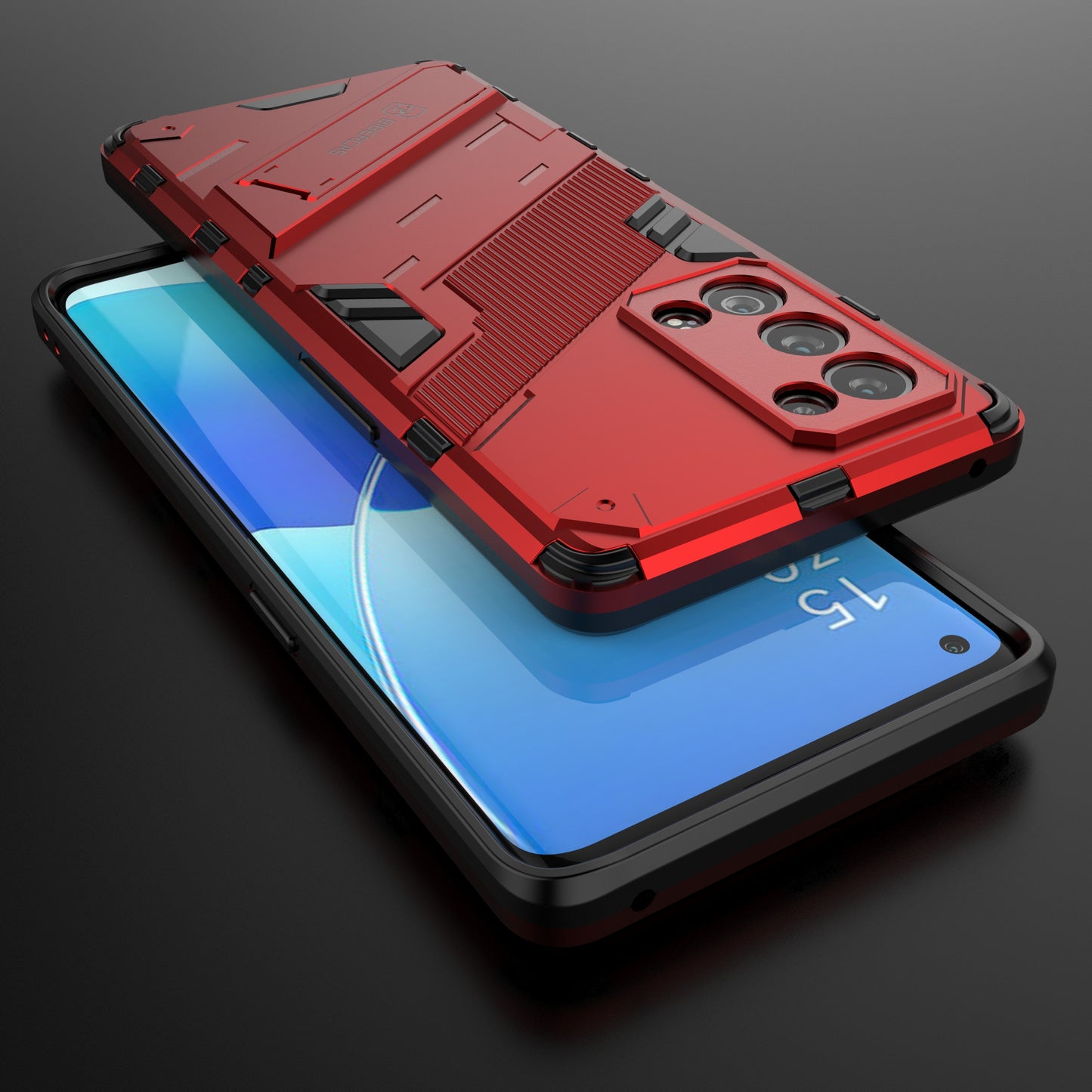 Heavy Duty Hybrid PC + TPU Combo Phone Case Cover with Kickstand for Oppo Reno6 Pro+ 5G/Pro 5G (Snapdragon)