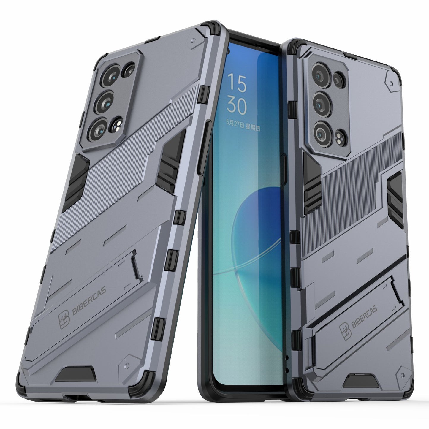 Heavy Duty Hybrid PC + TPU Combo Phone Case Cover with Kickstand for Oppo Reno6 Pro+ 5G/Pro 5G (Snapdragon)