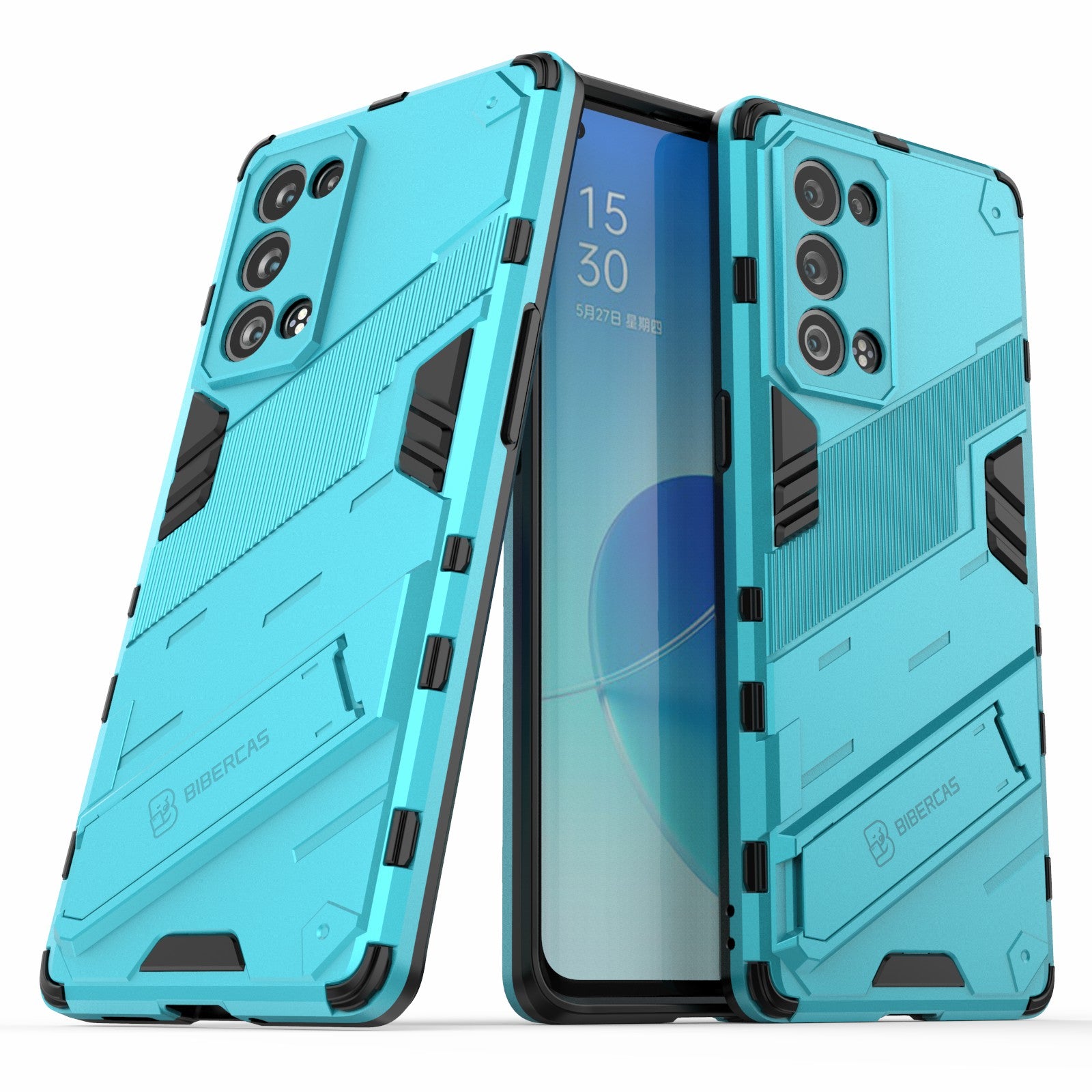 Heavy Duty Hybrid PC + TPU Combo Phone Case Cover with Kickstand for Oppo Reno6 Pro+ 5G/Pro 5G (Snapdragon)