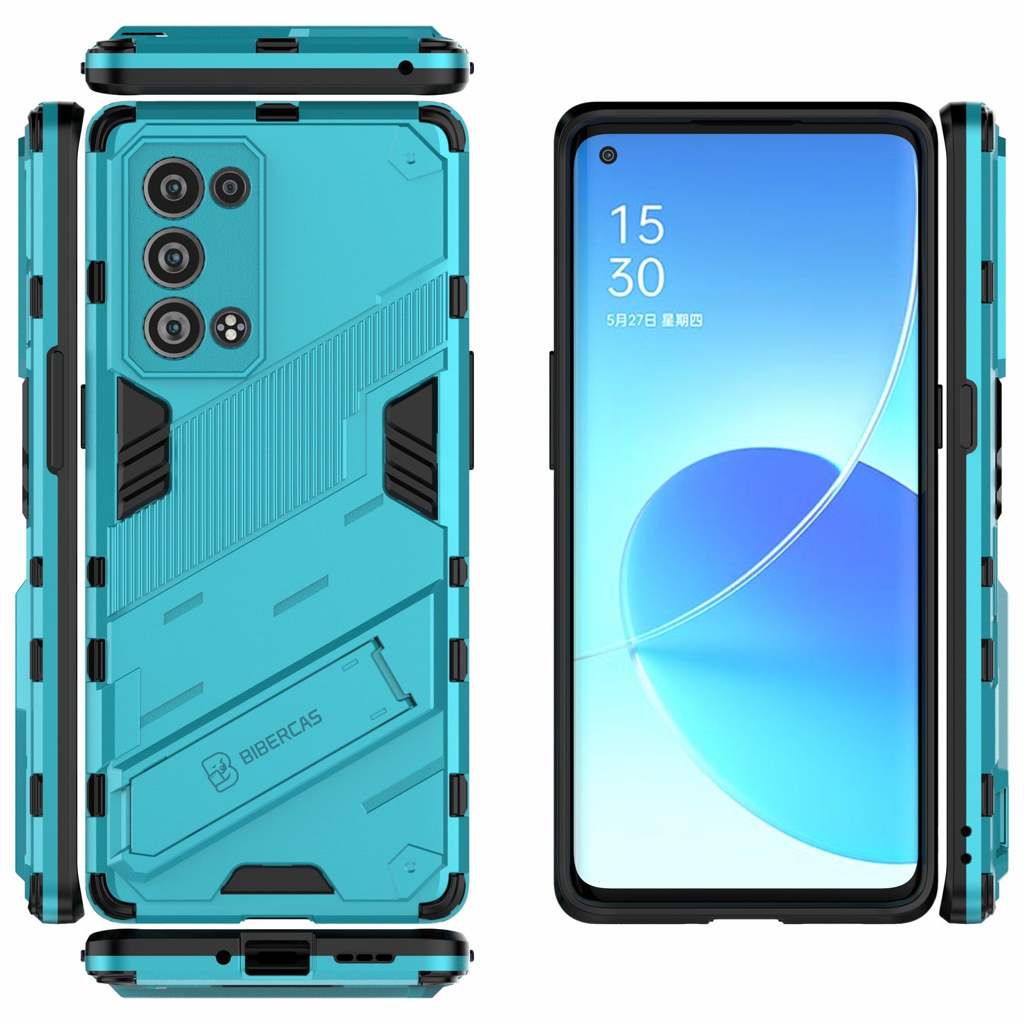 Heavy Duty Hybrid PC + TPU Combo Phone Case Cover with Kickstand for Oppo Reno6 Pro+ 5G/Pro 5G (Snapdragon)